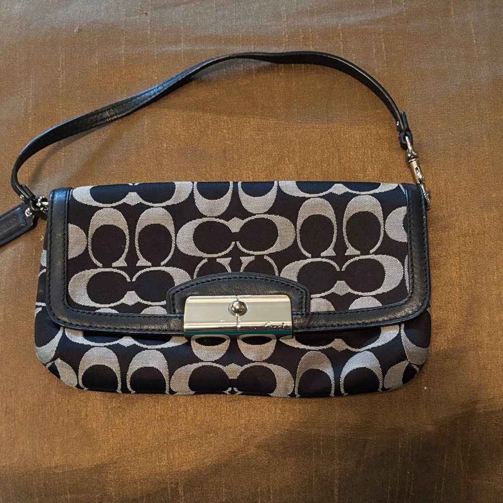 Coach Black and Gray Patterned Clutch